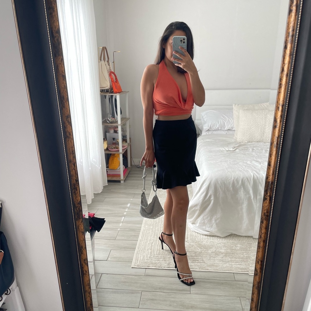Theory Diag Mini Skirt | Black Admiral Crepe | NWT | Size 8 - Picture 3 of 7
